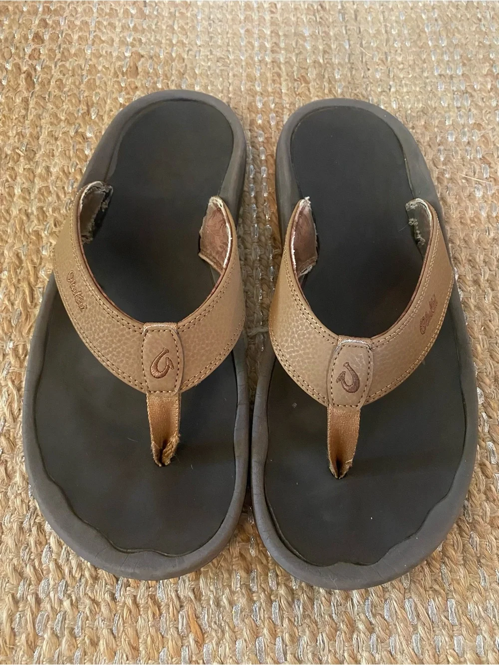 OluKai Ohana Men's Sandals Size 12 Brown Tan Comfort Flip Flops Beach Casual